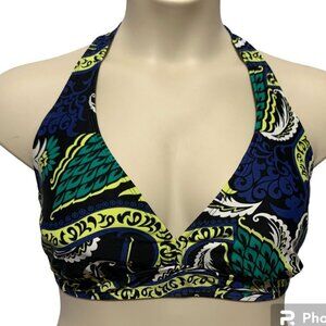 NWOT Athleta Sz 5 (42C/40D/38DD Halter Bikini Swim Top Paisley Black Multi Color